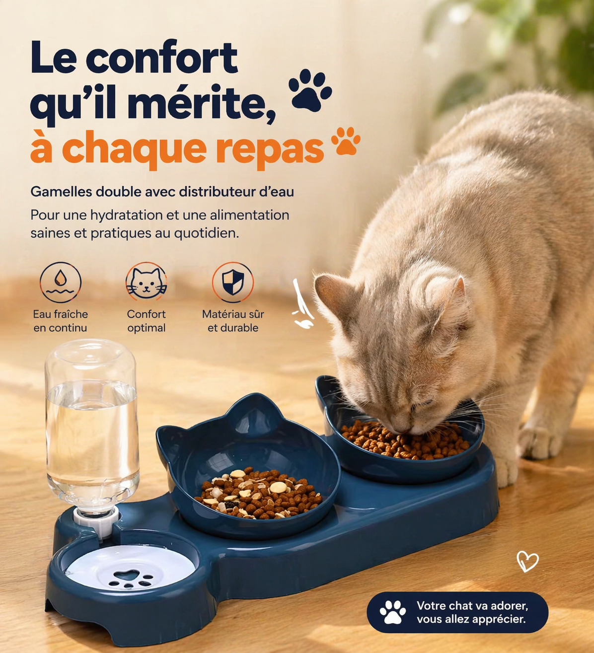 2-in-1 Pet Bowl with Automatic Water Dispenser