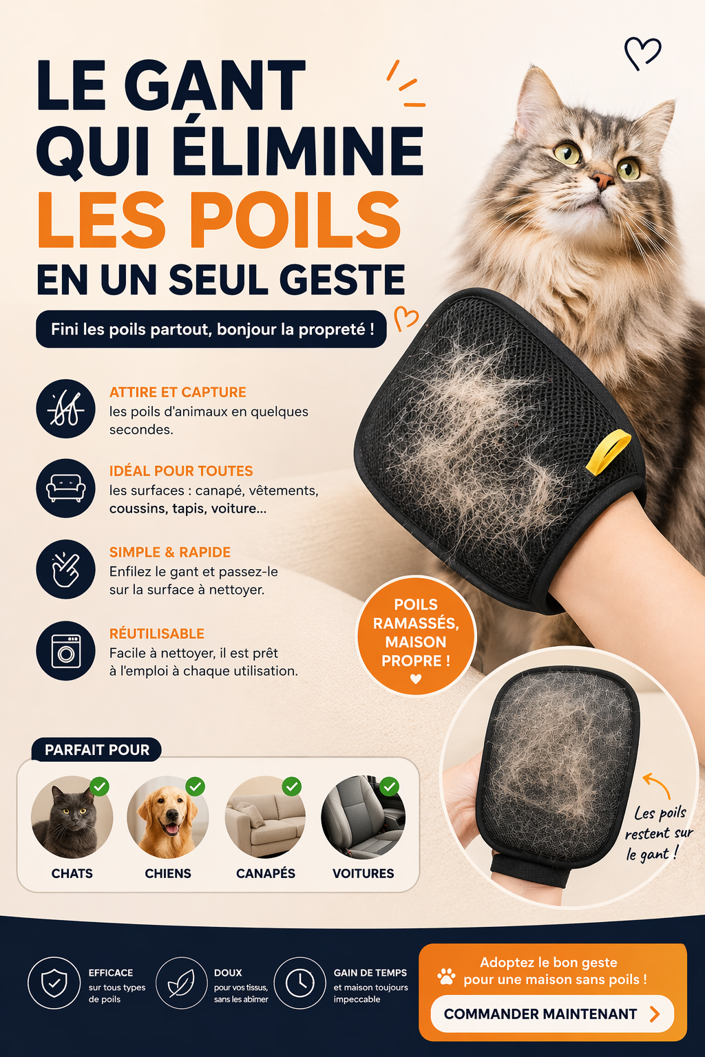 Reusable Pet Hair Remover Glove